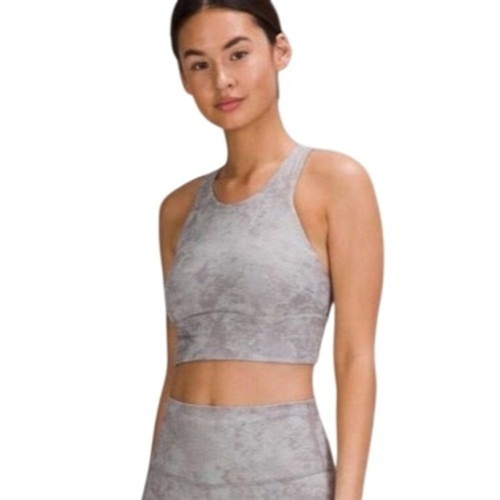 Lululemon Wunder Train Longline Bra Lunaf Rock Grey Size 4 W2DFCS Workout Yoga
